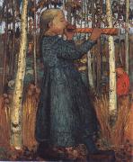 Paula Modersohn-Becker Trumpeting Gril in a Birch Wood Sweden oil painting artist